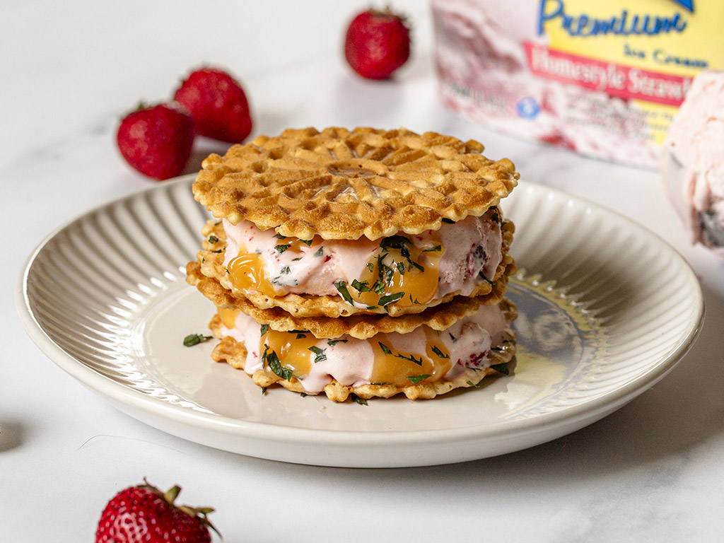 Strawberry Ice Cream and Lemon Curd Sandwiches