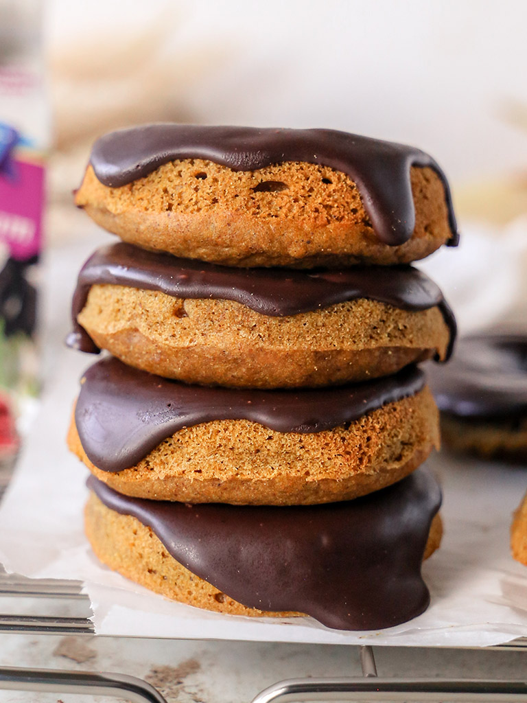 Pumpkin Cake Donuts with Chocolate Ganache