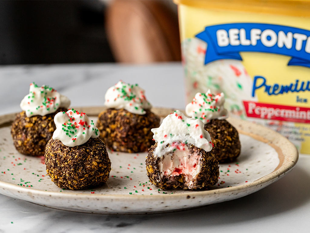 Peppermint Stick Crunchy Ice Cream Bites